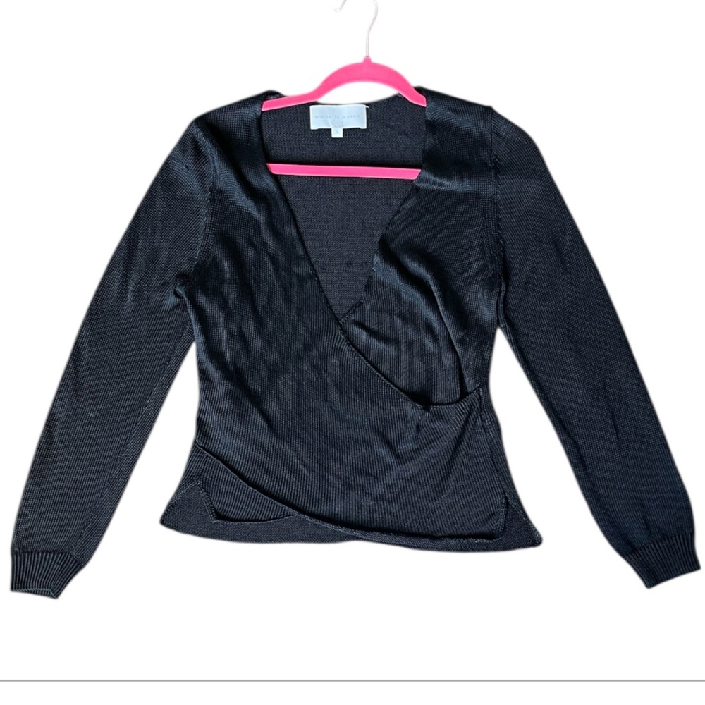 Michelle Masón Black Wrap Blouse Size: S